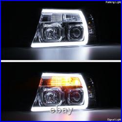 04-08 Ford F150 Chrome Cyclop Optic Neon Tube LED DRL Projector Headlight Lamp