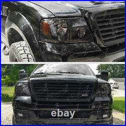 2004-2008 Ford F150 SINISTER BLACK Smoke Head Lights Headlamps PAIR Assembly