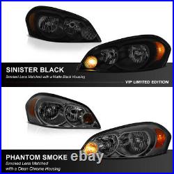 For 06-13 Chevy Impala SINISTER BLACK SMOKE Front Headlight Lamp LEFT+RIGHT