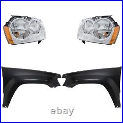 Headlight Kit For 2005-2007 Jeep Grand Cherokee Left Right Assembly Halogen CAPA