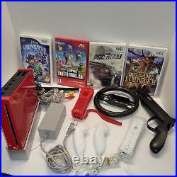 Nintendo Wii 25th Anniversary Limited Edition Red Console Lot Games, Accessories