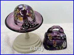 Rare Limited Edition 100 Year Anniversary Purple Fenton Glass 2 pc. Hat and Bag