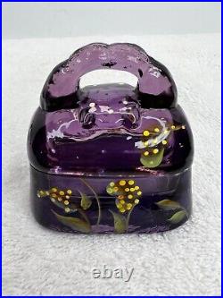 Rare Limited Edition 100 Year Anniversary Purple Fenton Glass 2 pc. Hat and Bag