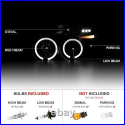 SMOKE CHROME Dual LED Halo Angel Eye Projector Headlight 04-08 Ford F150 Truck