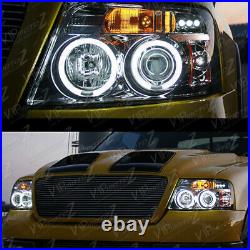 SMOKE CHROME Dual LED Halo Angel Eye Projector Headlight 04-08 Ford F150 Truck