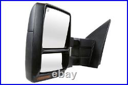 Side View Mirror Tow Power Heated Signal Black Pair 2 for 2007-2012 Ford F-150