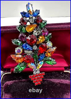 Vntg Carolee Anniversary Rare Limited Edition Christmas Tree Gems Figural Brooch