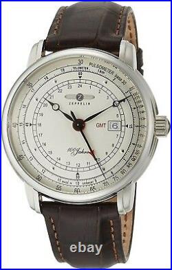 ZEPPELIN watch 100 years anniversary silver dial plate 76461 Men NEW
