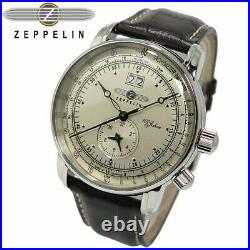 Zeppelin Watch 100th Anniversary Model White Brown Mens Quartz 7640-1 Japan